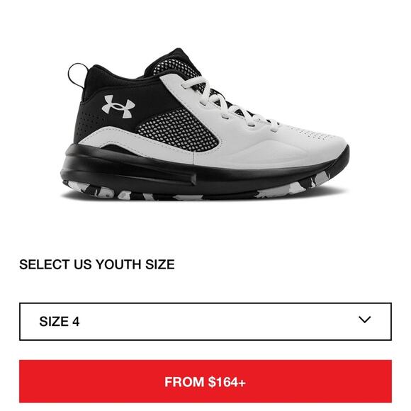 Under armour LOCKDOWN 5 GS 'WHITE BLACK' size 2 - Picture 1 of 5